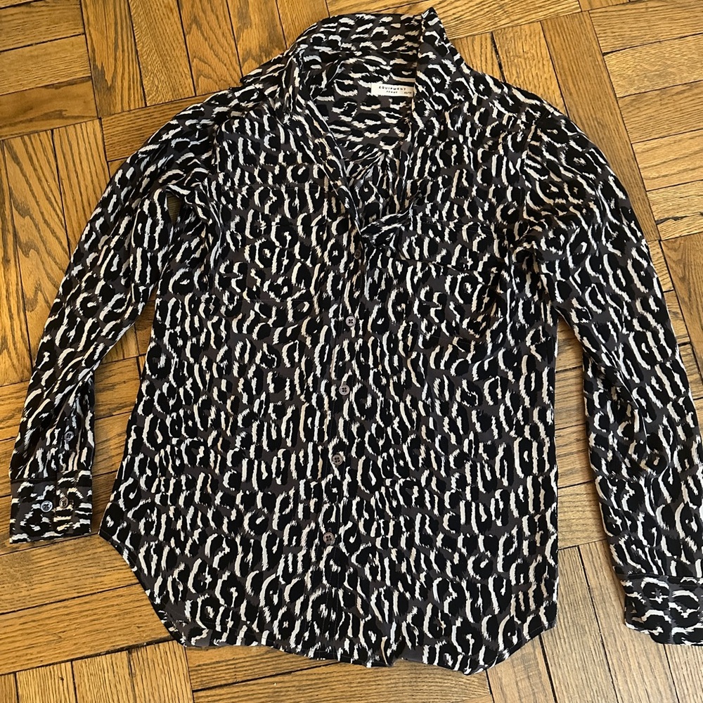 Equipment animal print silk blouse size XS